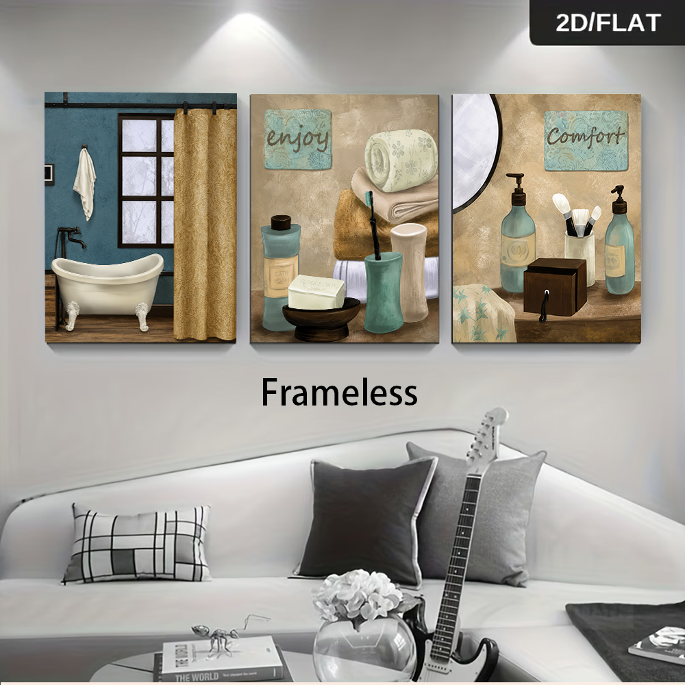 Home Bathroom Plan - 1 set of bathroom themed triple