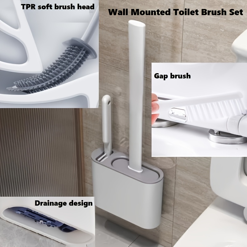 Home Bathroom Cleaning Kit - Wall Mount Toilet Brush Set, Modern