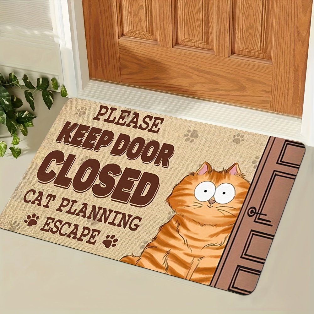 Home Bathroom Plan - 1pc Escape‑Planning‑Cat Print Welcome Doormat, Indoor