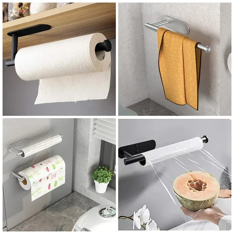 Black Self Adhesive Toilet Pap - Home Bathroom Paper Towel Holder ulasan dan harga