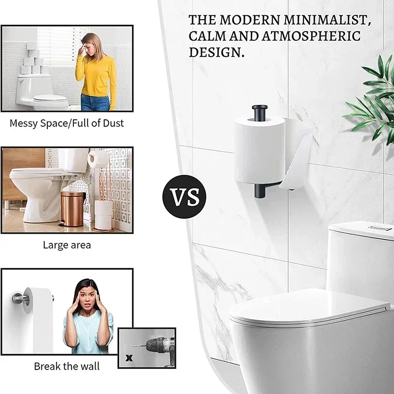 Black Self Adhesive Toilet Pap - Home Bathroom Paper Towel Holder ulasan dan harga