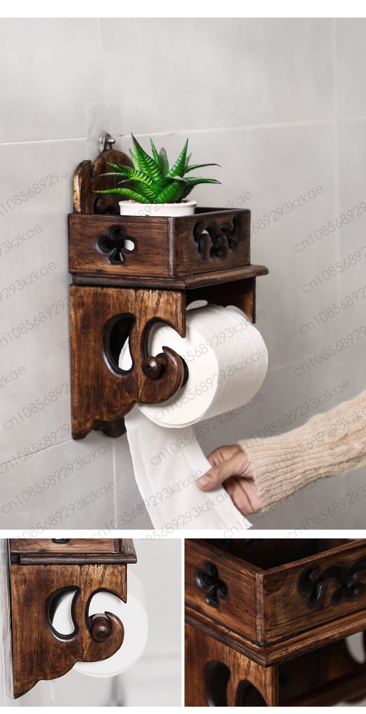 Wooden Paper Towel Holder Toil - Home Bathroom Paper Towel Holder ulasan dan harga