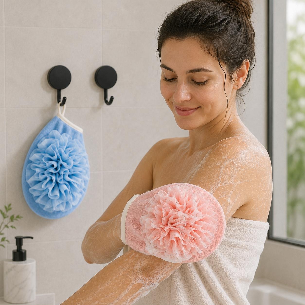 2 Pairs of Bath Gloves + 2 Hoo - Home Bathroom Cleaning Kit ulasan dan harga