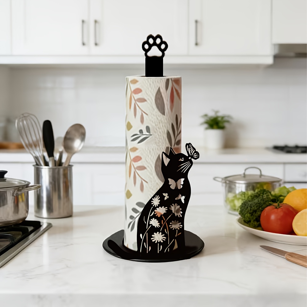 1 Piece 2D Flat Cute Black Cat - Home Bathroom Paper Towel Holder ulasan dan harga
