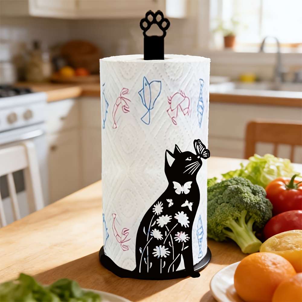 1 Piece 2D Flat Cute Black Cat - Home Bathroom Paper Towel Holder ulasan dan harga